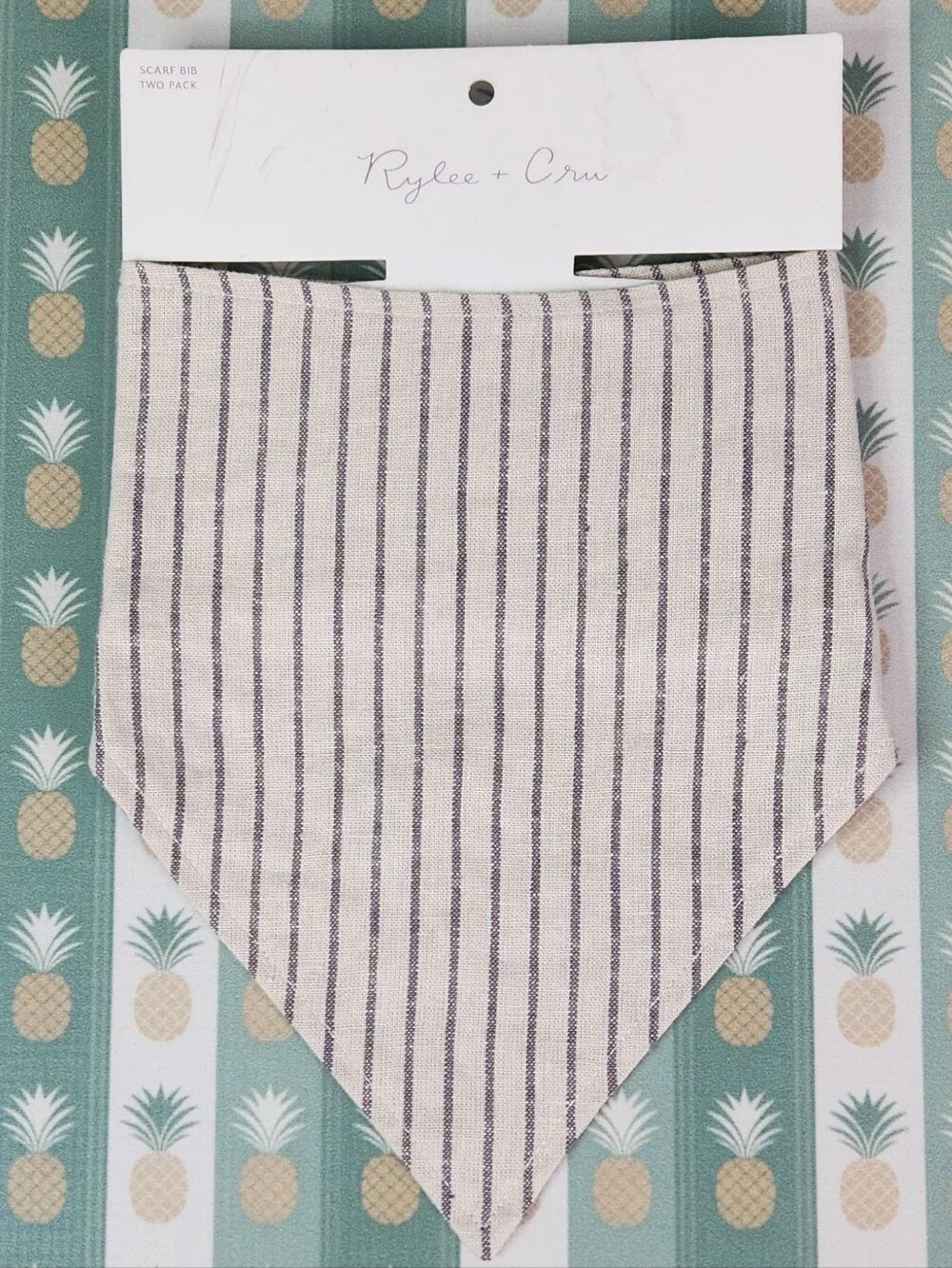 Rylee + Cru Cream and Navy Striped Bandana Bib